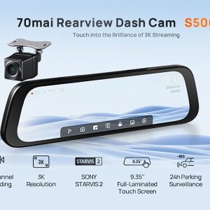 Camera Hành Trình Gương 70mai S500 – Camera Trước Sau, Chống Nước, Tích Hợp GPS