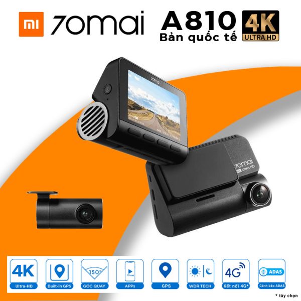 Camera Hành Trình 70mai A810 4K – Siêu Nét, Ghi Hình Trước & Sau