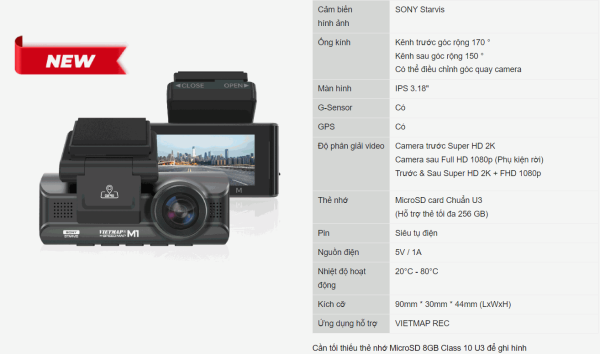 Camera Hành Trình Vietmap Speed Map M1 – Dẫn Đường GPS & Cảnh Báo Tốc Độ Chính Xác