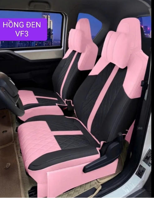 Áo Ghế Ô Tô VinFast VF3 Màu Đen Hồng Cao Cấp