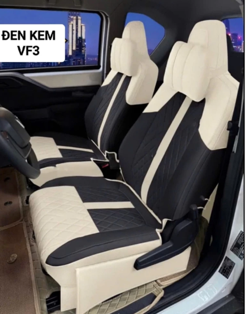 Áo Ghế Ô Tô VinFast VF3 Màu Đen Kem Cao Cấp